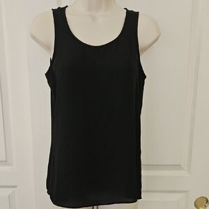 EXPRESS | Classic Simi Sheer Black Split Partial open back Sleeveless top